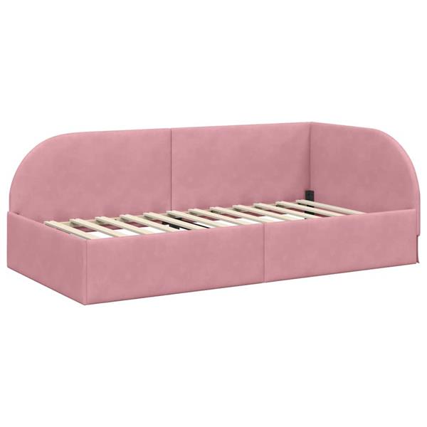 Grote foto vidaxl hoekbedframe met hoofdeinde roze 90 x 200 cm fluweel antiek en kunst stoelen en banken