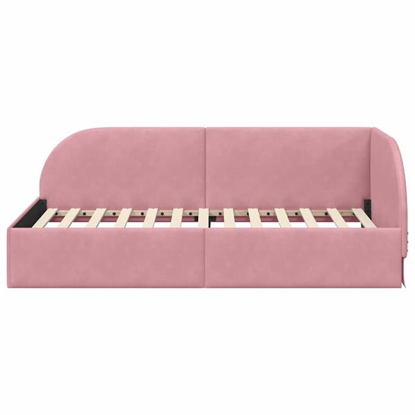 Grote foto vidaxl hoekbedframe met hoofdeinde roze 90 x 200 cm fluweel antiek en kunst stoelen en banken