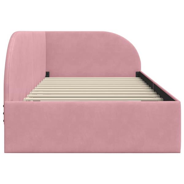 Grote foto vidaxl hoekbedframe met hoofdeinde roze 90 x 200 cm fluweel antiek en kunst stoelen en banken
