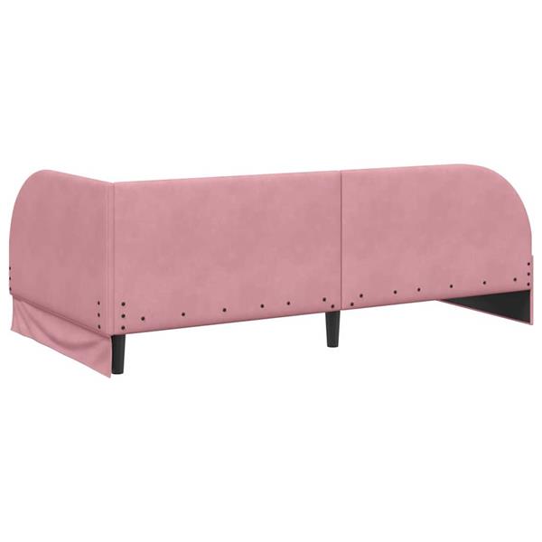 Grote foto vidaxl hoekbedframe met hoofdeinde roze 90 x 200 cm fluweel antiek en kunst stoelen en banken