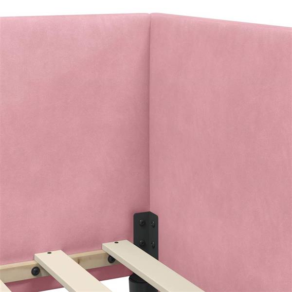 Grote foto vidaxl hoekbedframe met hoofdeinde roze 90 x 200 cm fluweel antiek en kunst stoelen en banken