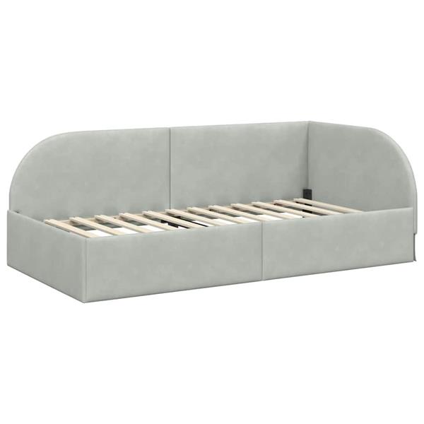 Grote foto vidaxl hoekbedframe met hoofdeinde lichtgrijs 90 x 200 cm fluweel antiek en kunst stoelen en banken