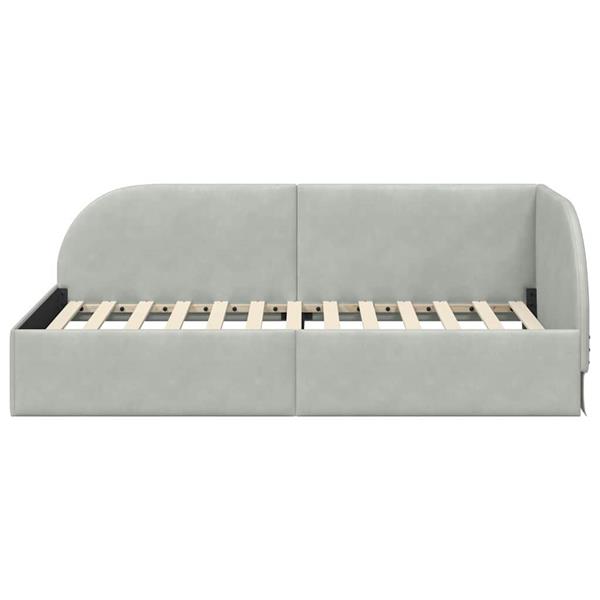 Grote foto vidaxl hoekbedframe met hoofdeinde lichtgrijs 90 x 200 cm fluweel antiek en kunst stoelen en banken