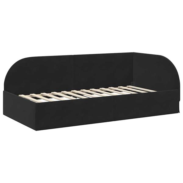 Grote foto vidaxl hoekbedframe met hoofdeinde zwart 80 x 200 cm fluweel antiek en kunst stoelen en banken