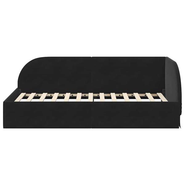 Grote foto vidaxl hoekbedframe met hoofdeinde zwart 80 x 200 cm fluweel antiek en kunst stoelen en banken