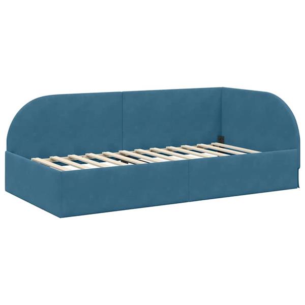 Grote foto vidaxl hoekbedframe met hoofdeinde blauw 80 x 200 cm fluweel antiek en kunst stoelen en banken