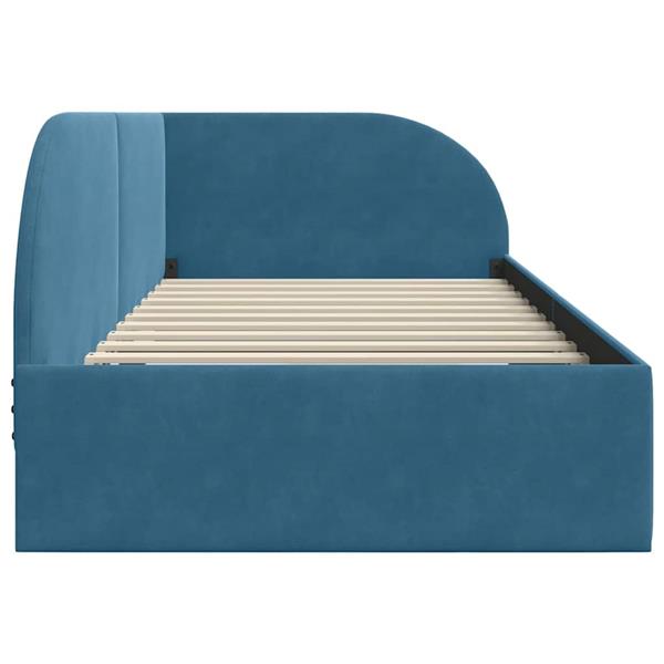 Grote foto vidaxl hoekbedframe met hoofdeinde blauw 80 x 200 cm fluweel antiek en kunst stoelen en banken