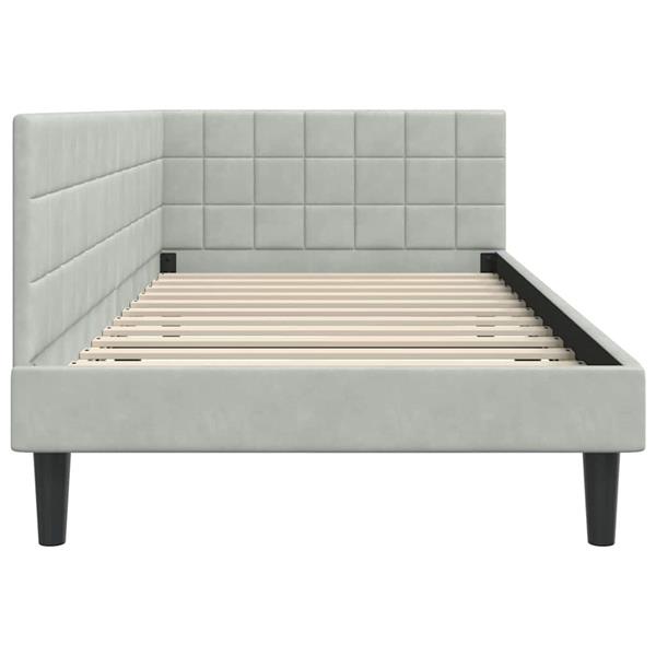 Grote foto vidaxl hoekbedframe met hoofdeinde lichtgrijs 90 x 190 cm fluweel antiek en kunst stoelen en banken