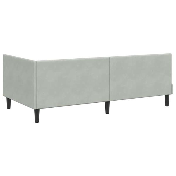 Grote foto vidaxl hoekbedframe met hoofdeinde lichtgrijs 90 x 190 cm fluweel antiek en kunst stoelen en banken