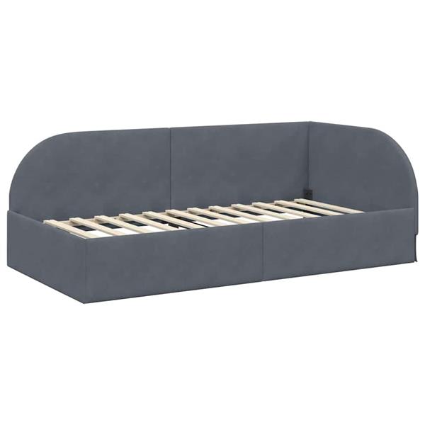 Grote foto vidaxl hoekbedframe met hoofdeinde donkergrijs 90 x 200 cm fluweel antiek en kunst stoelen en banken