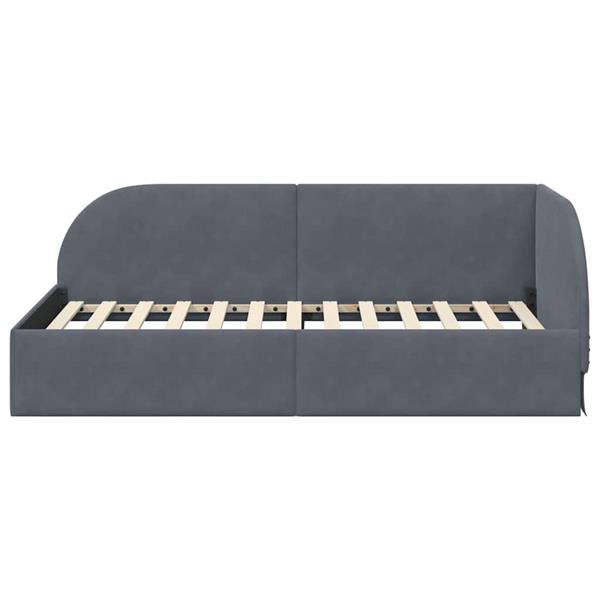 Grote foto vidaxl hoekbedframe met hoofdeinde donkergrijs 90 x 200 cm fluweel antiek en kunst stoelen en banken
