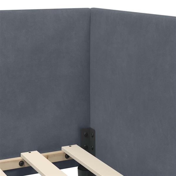Grote foto vidaxl hoekbedframe met hoofdeinde donkergrijs 90 x 200 cm fluweel antiek en kunst stoelen en banken