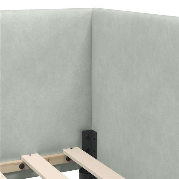 Grote foto vidaxl hoekbedframe met hoofdeinde lichtgrijs 90 x 200 cm fluweel antiek en kunst stoelen en banken