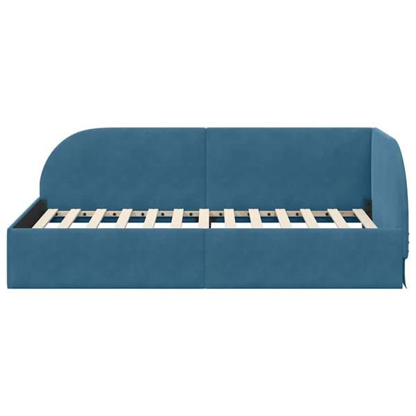 Grote foto vidaxl hoekbedframe met hoofdeinde blauw 90 x 200 cm fluweel antiek en kunst stoelen en banken