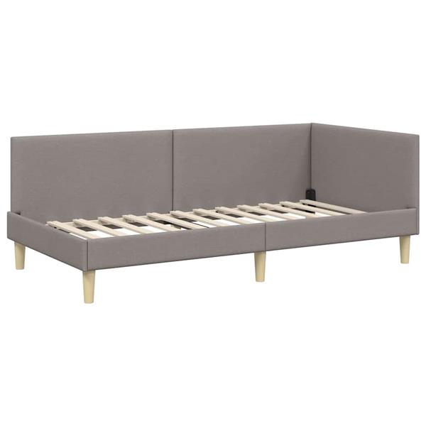 Grote foto vidaxl hoekbedframe taupe 90 x 200 cm stof en ge mproviseerd hout antiek en kunst stoelen en banken