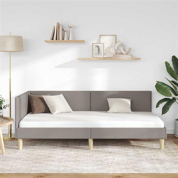 Grote foto vidaxl hoekbedframe taupe 90 x 200 cm stof en ge mproviseerd hout antiek en kunst stoelen en banken