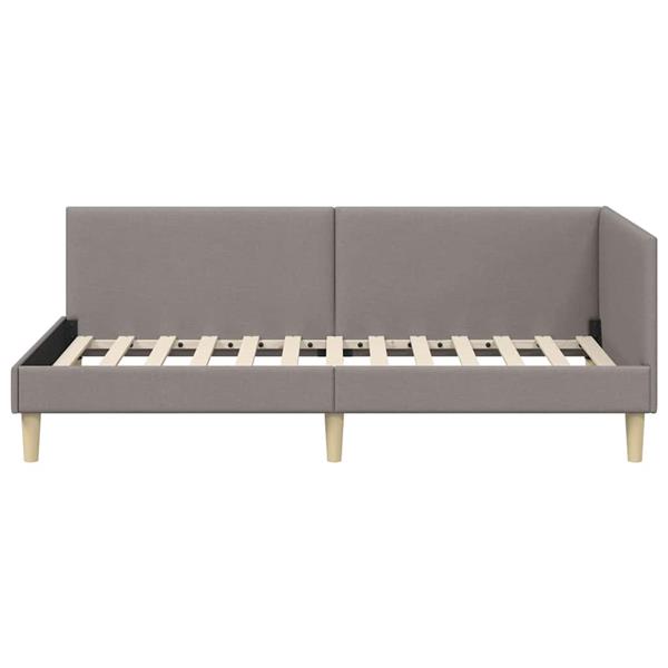Grote foto vidaxl hoekbedframe taupe 90 x 200 cm stof en ge mproviseerd hout antiek en kunst stoelen en banken