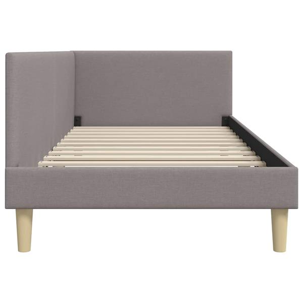 Grote foto vidaxl hoekbedframe taupe 90 x 200 cm stof en ge mproviseerd hout antiek en kunst stoelen en banken