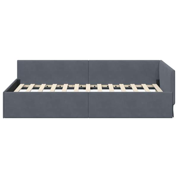 Grote foto vidaxl hoekbedframe donkergrijs 90 x 200 cm fluweel en engineered hout antiek en kunst stoelen en banken
