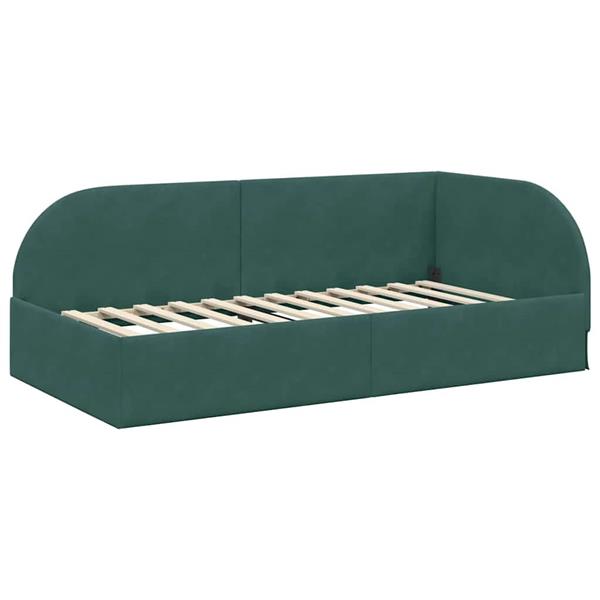 Grote foto vidaxl hoekbedframe met hoofdeinde donkergroen 80 x 200 cm fluweel antiek en kunst stoelen en banken