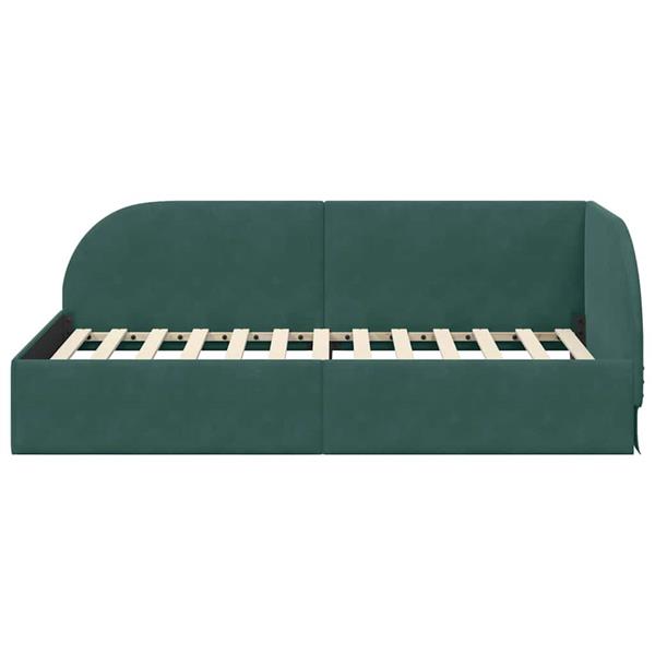 Grote foto vidaxl hoekbedframe met hoofdeinde donkergroen 80 x 200 cm fluweel antiek en kunst stoelen en banken