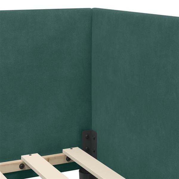 Grote foto vidaxl hoekbedframe met hoofdeinde donkergroen 80 x 200 cm fluweel antiek en kunst stoelen en banken