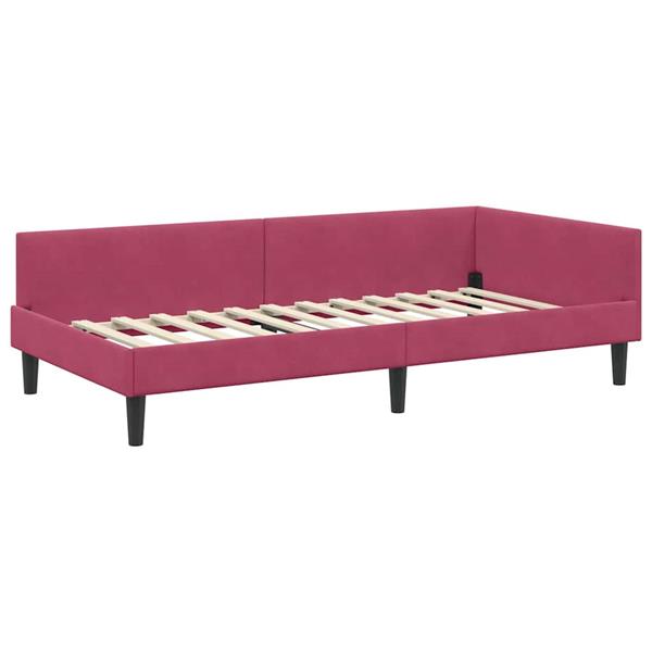 Grote foto vidaxl hoekbedframe wijnrood 80 x 200 cm velvet en engineered hout antiek en kunst stoelen en banken