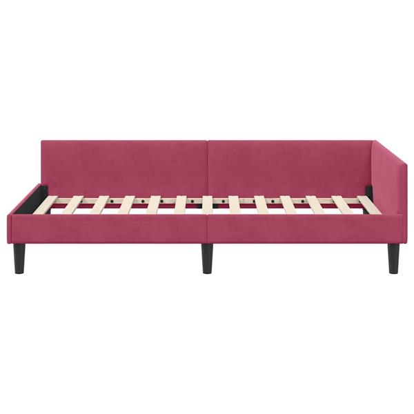 Grote foto vidaxl hoekbedframe wijnrood 80 x 200 cm velvet en engineered hout antiek en kunst stoelen en banken