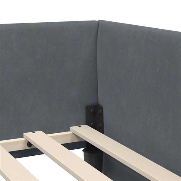 Grote foto vidaxl hoekbedframe donkergrijs 90 x 200 cm fluweel en engineered hout antiek en kunst stoelen en banken