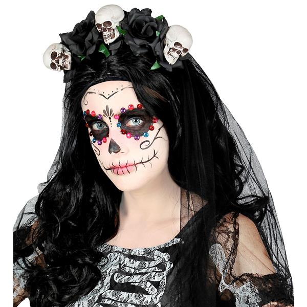 Grote foto halloween haarband bruidsluier schedel en roos verzamelen overige verzamelingen