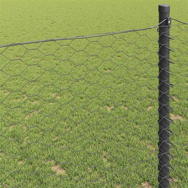 Grote foto vidaxl hexagon hek grijs 0 5 x 10 m staal tuin en terras hekken en schuttingen