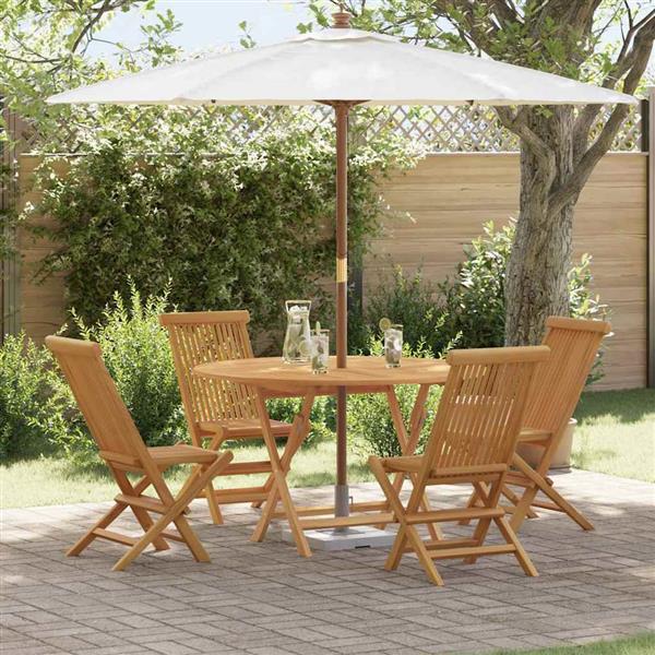 Grote foto vidaxl tuin eetset 5 pcs bruin massief teakhout tuin en terras tuinmeubelen