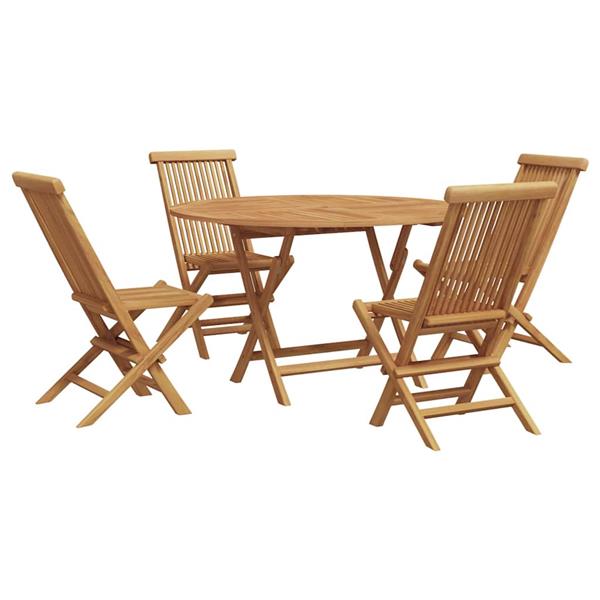 Grote foto vidaxl tuin eetset 5 pcs bruin massief teakhout tuin en terras tuinmeubelen