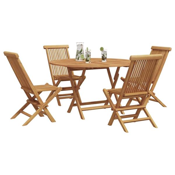 Grote foto vidaxl tuin eetset 5 pcs bruin massief teakhout tuin en terras tuinmeubelen