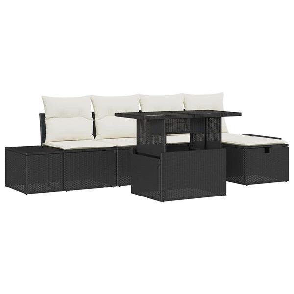 Grote foto vidaxl tuin sofa set 6 pcs zwart poly riet tuin en terras tuinmeubelen