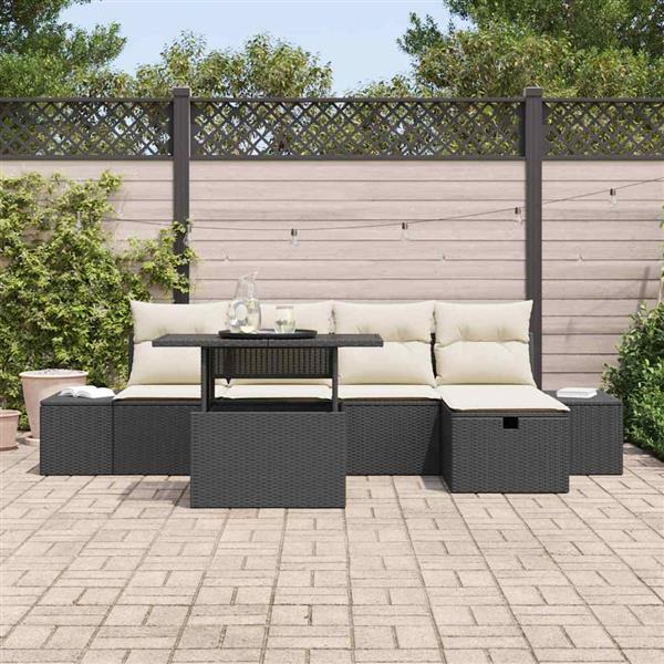 Grote foto vidaxl tuin sofa set 6 pcs zwart poly riet tuin en terras tuinmeubelen