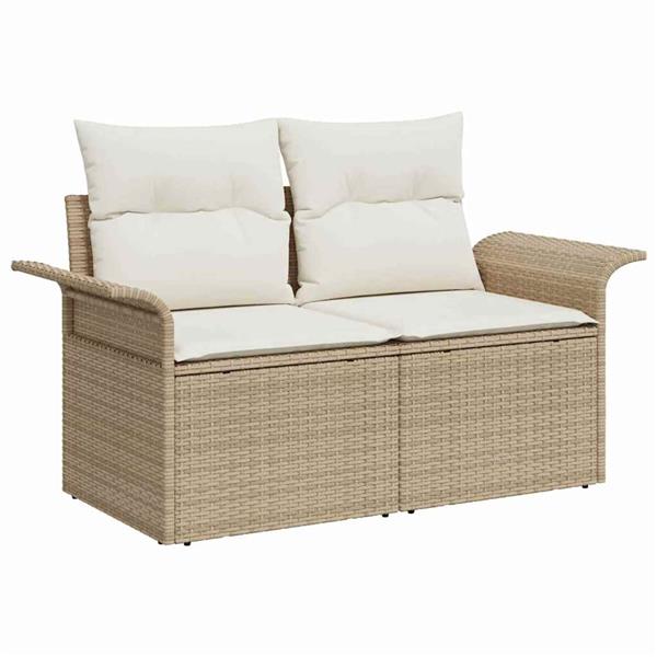 Grote foto vidaxl tuin sofa set met opslag 6 pcs beige poly riet tuin en terras tuinmeubelen