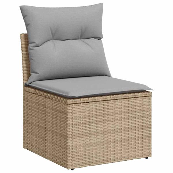 Grote foto vidaxl tuin sofa set met opslag 6 pcs beige poly riet tuin en terras tuinmeubelen
