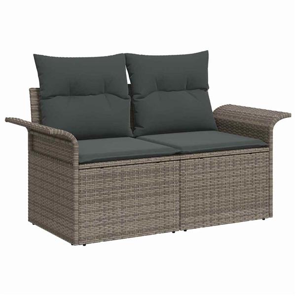 Grote foto vidaxl tuin sofa set met opslag 6 pcs grijs poly riet tuin en terras tuinmeubelen