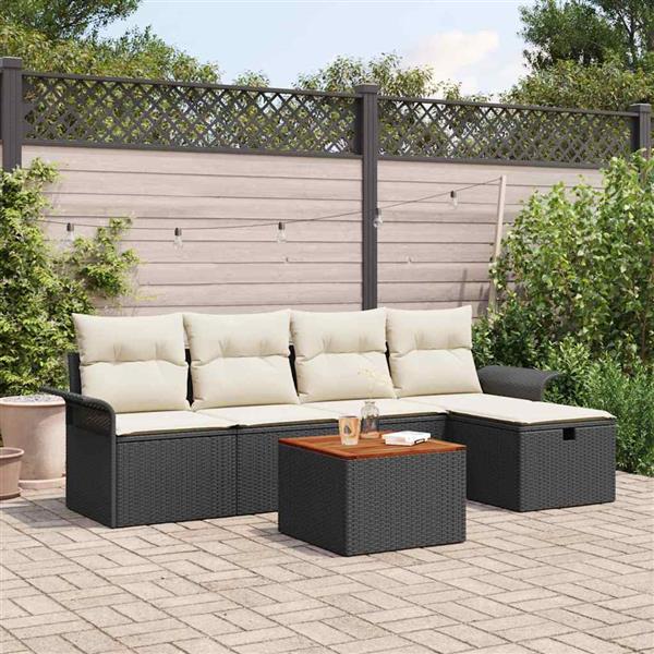 Grote foto vidaxl tuin sofa set met opslag 6 pcs zwart poly riet tuin en terras tuinmeubelen