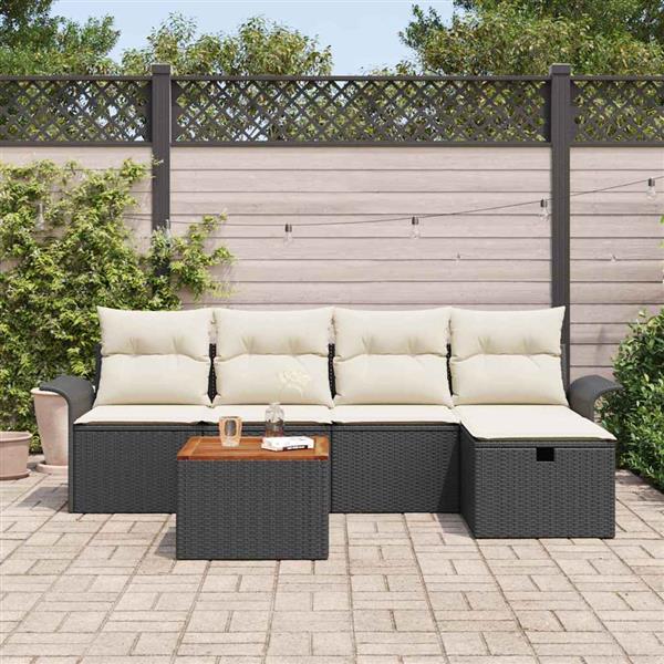 Grote foto vidaxl tuin sofa set met opslag 6 pcs zwart poly riet tuin en terras tuinmeubelen