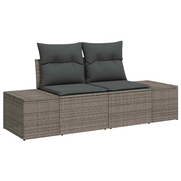 Grote foto vidaxl tuin sofa set met kussen 4 pcs grijs poly riet tuin en terras tuinmeubelen