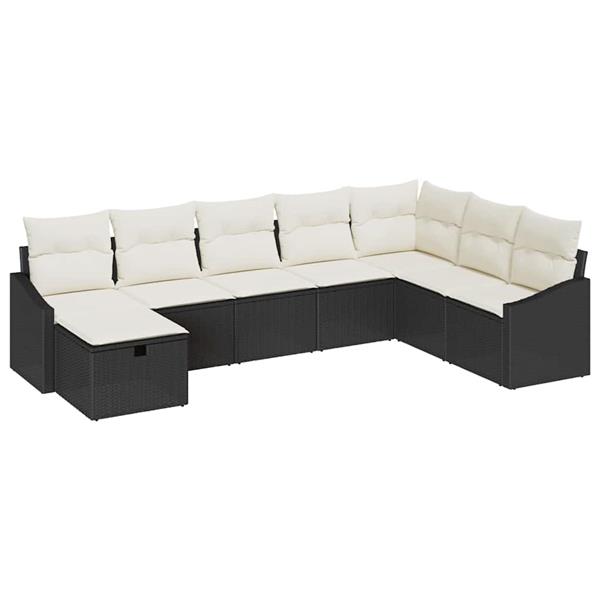 Grote foto vidaxl tuin sofa set met kussen 8 pcs zwart poly riet tuin en terras tuinmeubelen
