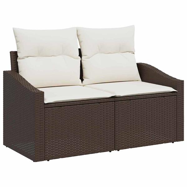 Grote foto vidaxl tuin sofa set met kussen met opslag 7 pcs bruin en cr me tuin en terras tuinmeubelen