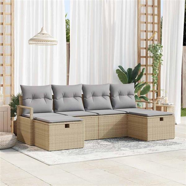Grote foto vidaxl tuin sofa set 6 pcs beige en lichtgrijs 230 x 117 x 85 cm tuin en terras tuinmeubelen
