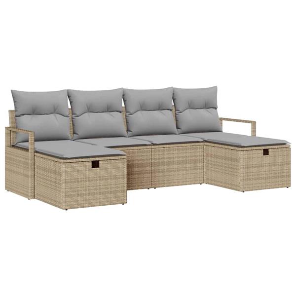 Grote foto vidaxl tuin sofa set 6 pcs beige en lichtgrijs 230 x 117 x 85 cm tuin en terras tuinmeubelen