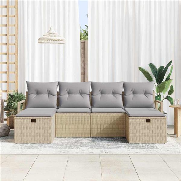 Grote foto vidaxl tuin sofa set 6 pcs beige en lichtgrijs 230 x 117 x 85 cm tuin en terras tuinmeubelen
