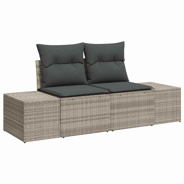 Grote foto vidaxl tuin sofa set met kussen 6 pcs lichtgrijs poly riet tuin en terras tuinmeubelen