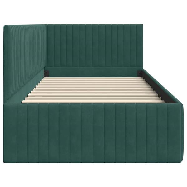 Grote foto vidaxl hoekbedframe met hoofdeinde donkergroen 90 x 200 cm fluweel antiek en kunst stoelen en banken