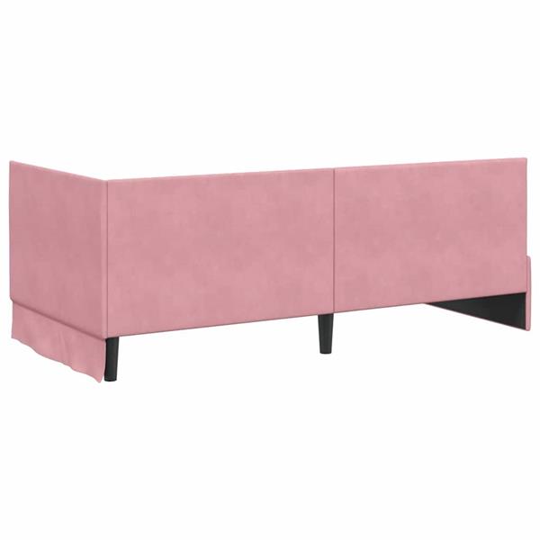 Grote foto vidaxl hoekbedframe met hoofdeinde roze 90 cm x 200 cm stof antiek en kunst stoelen en banken